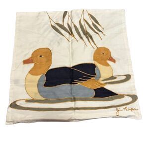 Jim Thompson Signed Thai Silk Pillow Case Duck Motif Decor